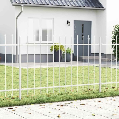 vidaXL Zahradní plot 8 pcs Bílá 13,6 x 0,8 m Práškově lakovaná ocel