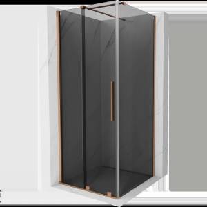 Mexen Velar плъзгаща се душ кабина 110 x 110 cm, графит, четкана мед - 871-110-110-41-65 (871-110-110-41-65)