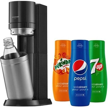 SodaStream DUO Black + Sirup Pepsi 440 ml + Sirup Mirinda 440 ml + Sirup 7UP 440 ml