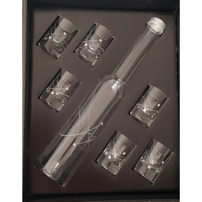 Bohemia Crystal na lihoviny galaxie 1 lahev + 6 panákovek Swarovski Preciosa + 200 ml 30 ml