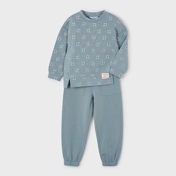 Mayoral Леко ватиран анцуг плътна блуза с цветчета и спортен панталон в зелен цвят за мини момиче Mayoral