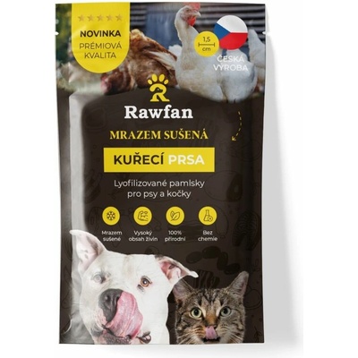 Rawfan Mrazem sušená KUŘECÍ PRSA pro psy a kočky 25 g
