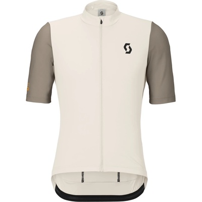 Scott Мъжка фланелка с къс ръкав за колоездене Scott Jersey Endurance S/S Cycling jersey - Cotton White / Toast Beige (056-4069-0111)