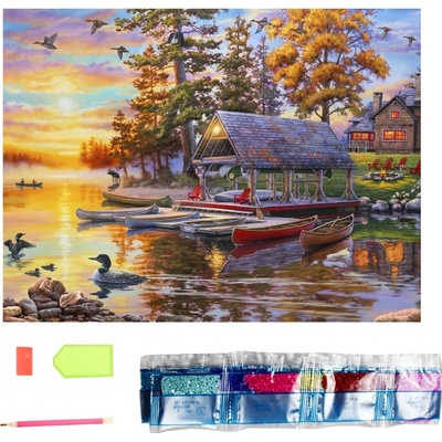 Hi Stone Diamantový obrázek Lakehouse 30 x 40 cm – Zbozi.Blesk.cz