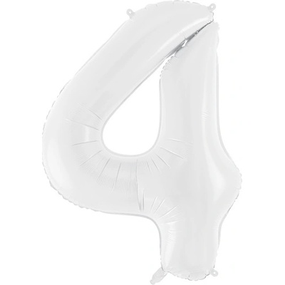 PartyDeco Fóliový balónek číslo4 BÍLÝ 86 cm