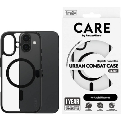 Panzer Калъф CARE - Flagship Black Frame MagSafe, iPhone 16, прозрачен (5715685004230)