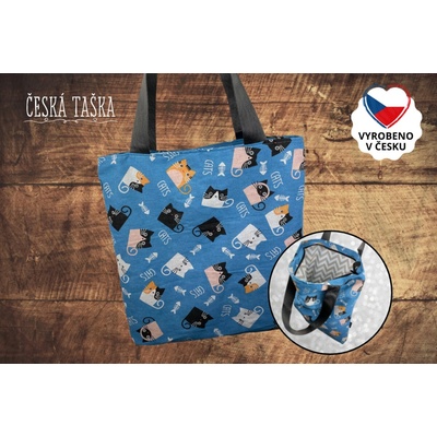 Česká CATS ručně šitá Česká Taška s podšívkou a zipem 50×50 cm