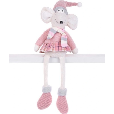 Postavička MagicHome Myš dievčatko s dlhými nohami ružová látková 20x18x69 cm
