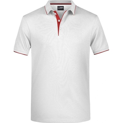 James & Nicholson JN 728 pánske piqué polo s légou biele červené