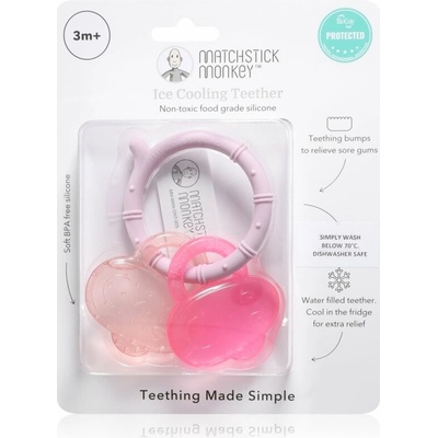 Matchstick Monkey Cooling Teether hryzadielko s chladivým účinkom Pink/ Dusty Pink 3m+ 1 ks