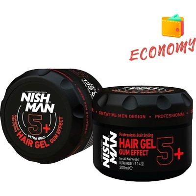 NishMan ultra silný gél na vlasy Gum Effect 5+ 300ml