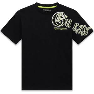 GUESS Oversize черна тениска за момче с контрастен надпис Guess