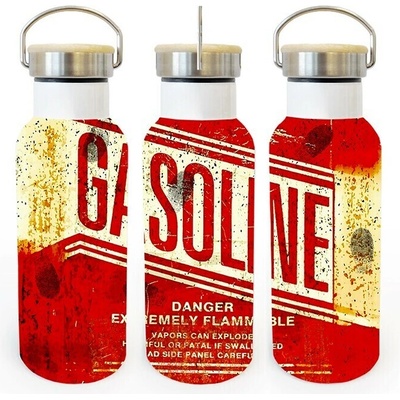 Canvas termoska s bambusovým víčkem Gasoline 500 ml Bílá