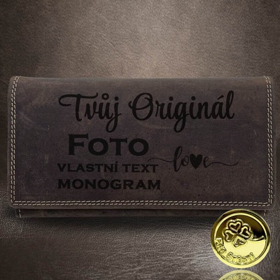 Tvujoriginal Dámská broušená kožená peněženka TILLBERG s monogramem nebo textem