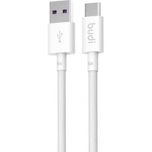budi Кабел Budi, USB към USB-C, 5A, 1m, бял (157)