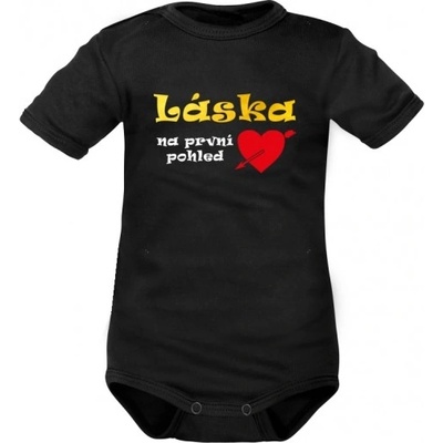 DEJNA Body krátký rukáv Láska na první pohled černé