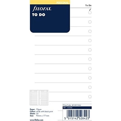 Filofax "Nezapomeň" Náplň, Osobní, bílá
