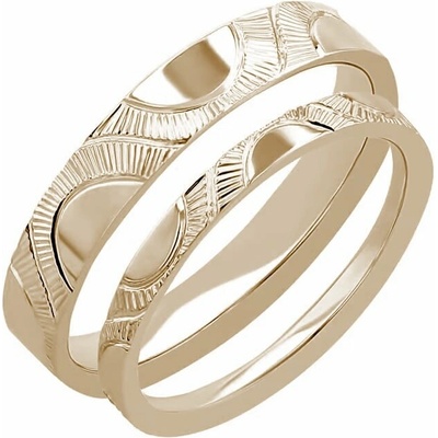 Eppi Snubní prsteny s ruční rytinou slunce z oříškového zlata Villa RW49500