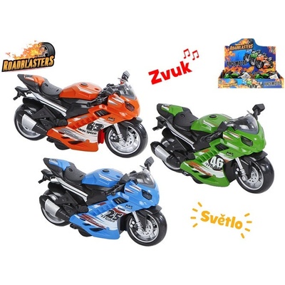 Roadblasters motorka 14,5cm na setrvačník na baterie se světlem a zvukem 3barvy