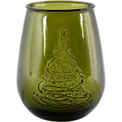 Zelená sklenená váza s vianočným motívom Ego Dekor Arbol de Navidad, výška 13 cm