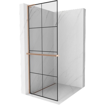 Mexen Kioto+ L душ кабина с рафт Walk-in 80 x 200 cm, черна мрежа, четкана мед - 800-080-123-65-77 (800-080-123-65-77)