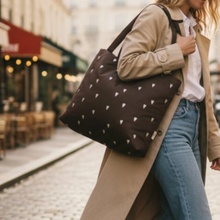 Studio Noos Taška Mom Bag Puffy Brown Hearts