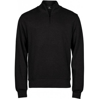 Tee Jays mikina s krátkým zipem se žebrovanou strukturou z interlock pleteniny černá