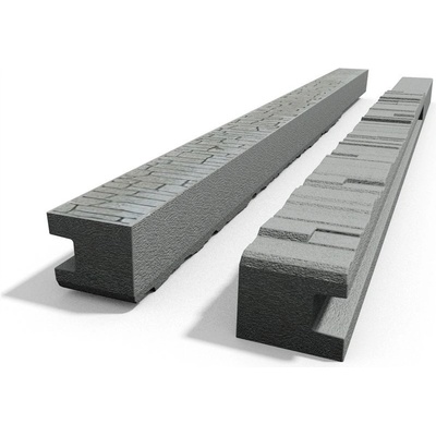 Betonový sloupek na plot 150 cm koncový oboustranně vzorovaný - šedý Orientace betonového sloupku: Levý sloupek | bráno z pohledu na stranu se vzorem "štípaný kámen" (hrubší vzor)