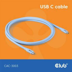 Club 3D Кабел Club 3D - CAC-3003 (USB-C, PD 240W, 20Gbps, 4K60Hz, син, M/M, 2 m) (CAC-3003)