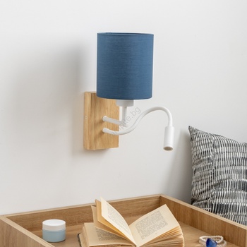 Brilagi - LED Аплик NUBILA WOOD 1xE27/25W/230V+ LED/3W дъб/тъмносин (BG1565H)