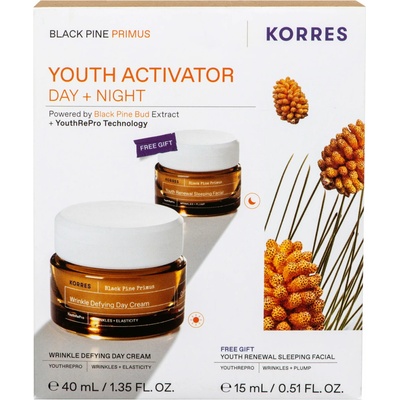 Korres Black Pine Primus hydratačný denný krém 40 ml + Korres Black Pine Primus nočný pleťový krém 15 ml