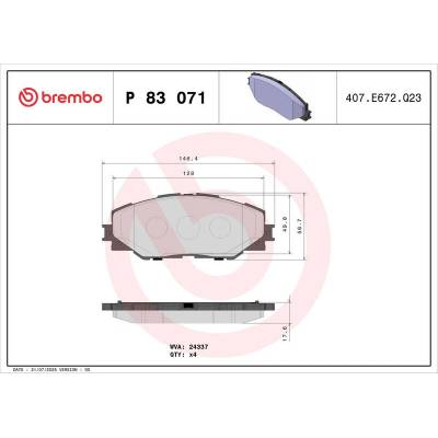 Sada brzdových destiček BREMBO P83071