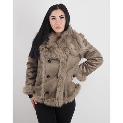 Dámsky umelý kožuch s kožušinovou podšívkou Soft Beige