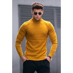 Madmext Мъжки пуловер 4658 - Горчица 288800 (288800_Горчица)