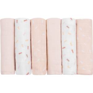 KikkaBoo Комплект муселинови кърпи Kikkaboo - Confetti, Pink, 30 х 30 сm, 6 броя (31103010079)