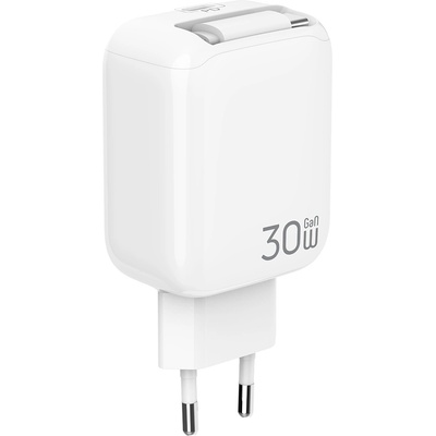 Xmart Бързо Зарядно устройство Xmart RCE-3021CXLEU, GaN, 30W, 1xUSB-C, Прибиращ се USB-C кабел (29774)