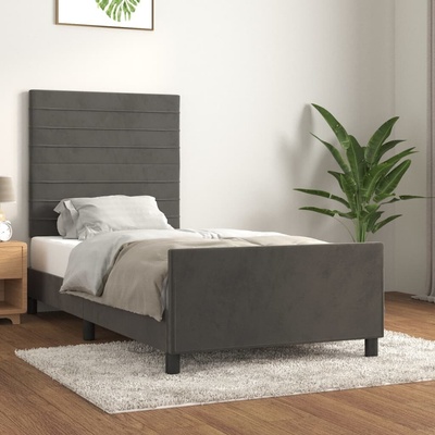 vidaXL 3125782 Rám postele s čelem samet / barva Tmavě šedá