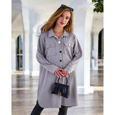 ! ! Resti Women's Shirt Type Coat šedá