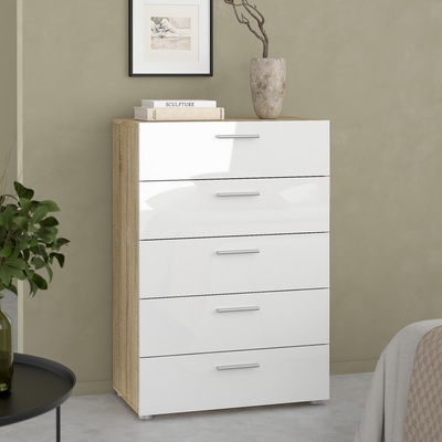 Скрин Pepe с 5 чекмеджета Дъб и бял гланц