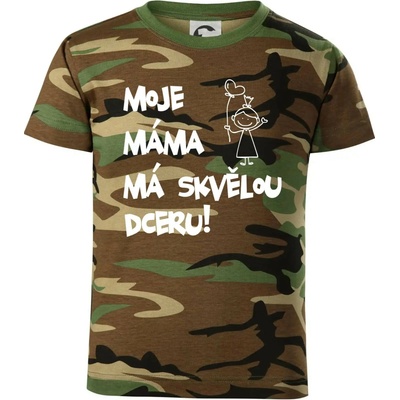 Moje máma má skvělou dceru dětské maskáčové triko Hnědý maskáč