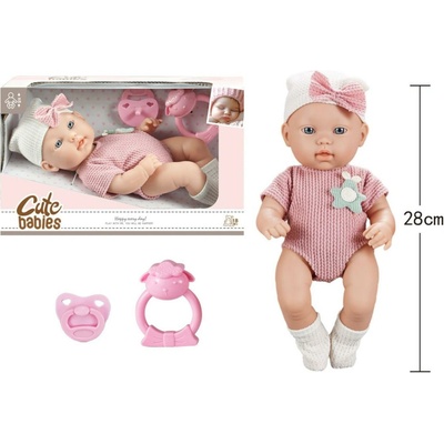 Teddies Miminko s cumlíkom a hrkálkou 28 cm pevné telo