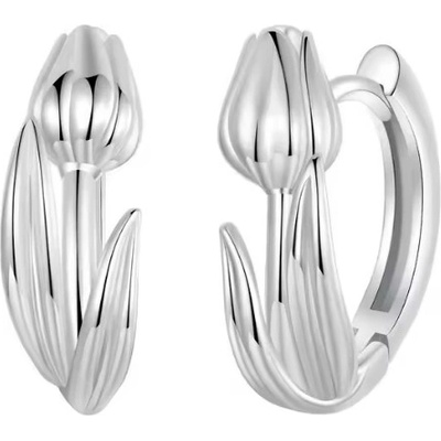 For Silver Stříbrné kruhové náušnice ve tvaru tulipánu – Stříbro 925
