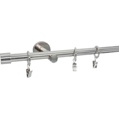 KovovégarnýžeCZ Rullo modern 19 mm Jednořadá Kroužky s háčky nerez 180 cm