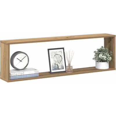 vidaXL Стенни кубични рафтове, 2 бр, дъб артизан, 100x15x30 см (856584)