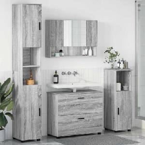 vidaXL Комплект мебели за баня 4 бр. Сив Сонома 35 x 30 x 192 см (3393049)