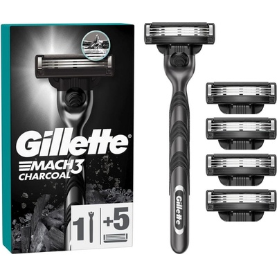 Gillette Mach3 Charcoal + 5 ks hlavíc