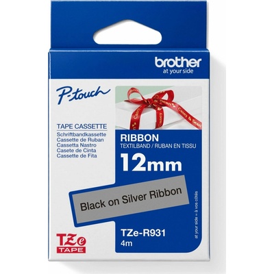 páska BROTHER TZeR931 čierne písmo, strieborná stužková páska Tape (12mm)