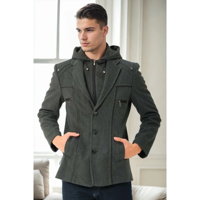 Dewberry K7532 MEN'S COAT-STRAIGHT ANTHRACITE šedá