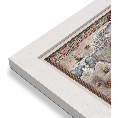 RayWorld Svět - nástěnná mapa Ray World Retro 136 x 92 cm Varianta: mapa v dřevěném rámu, Provedení: Pegi bílý