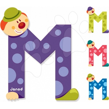 Janod drevené písmenko M lepiace modré zelené fialové ružové
